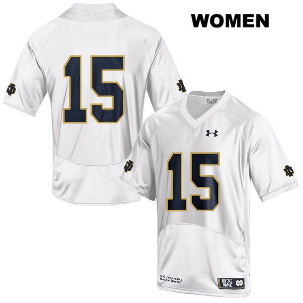 Women's NCAA Notre Dame Fighting Irish #15 D.J. Morgan Stitched College Under Armour Authentic White No Name Football Jersey HI10U82OC